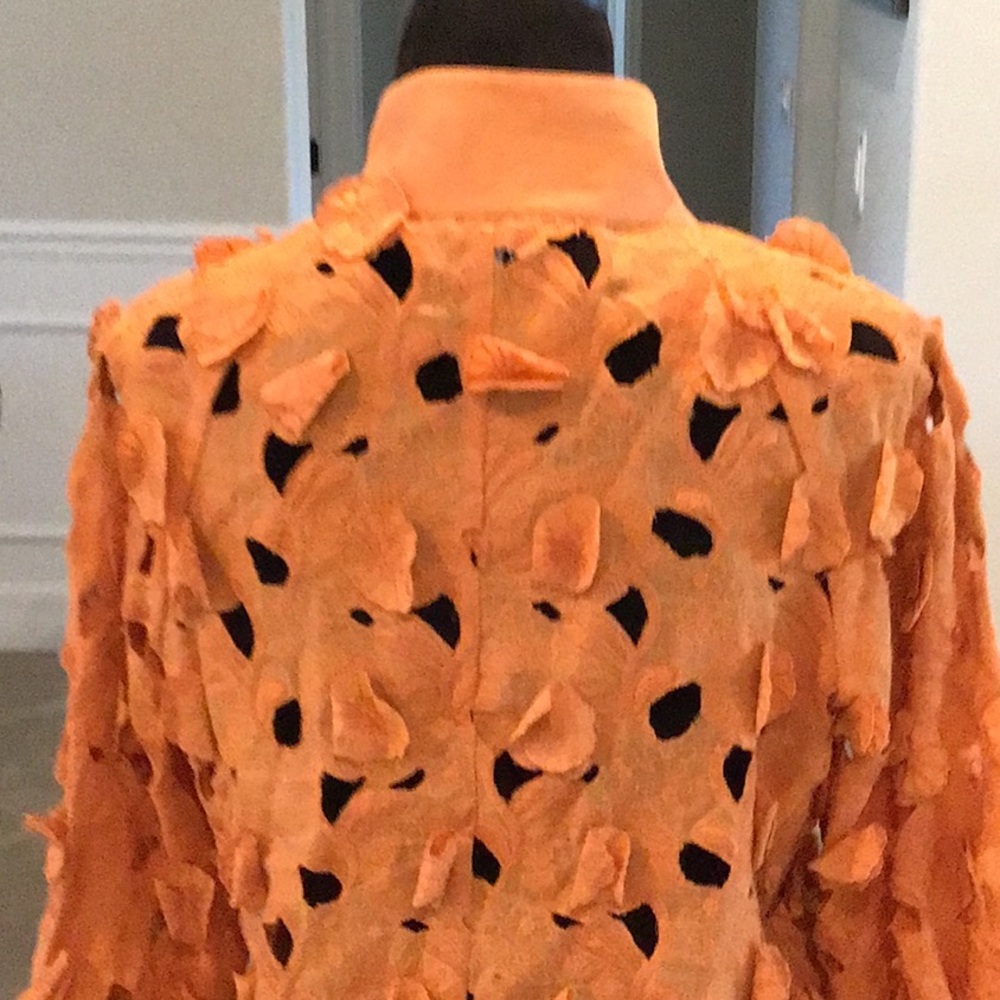 per se zip front half sleeve cutout/applique jacket, orange, size 12 - Picture 7 of 9